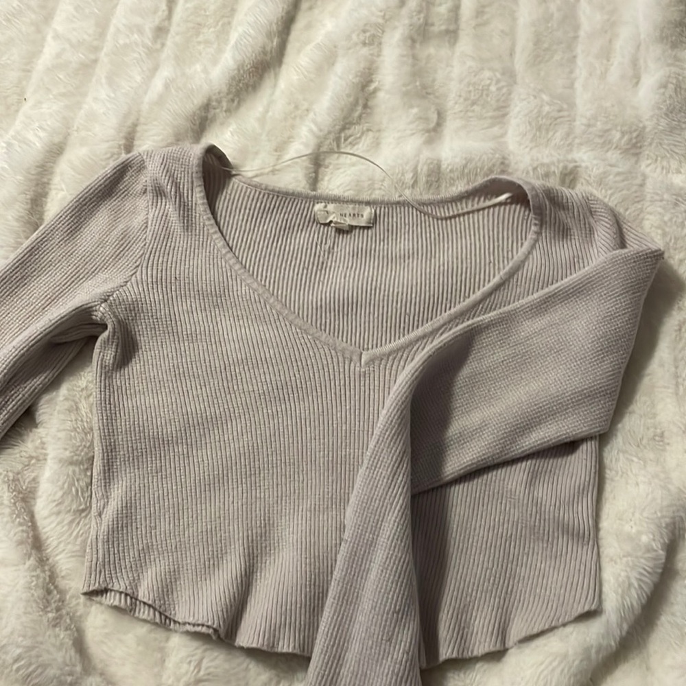 Pacsun beige long sleeve cropped sweater